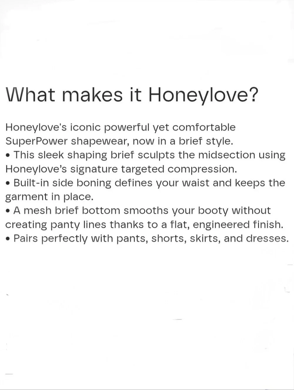 NWOT Honeylove SuperPower Brief Sand Nude No-Dig Shaperwear Size Large